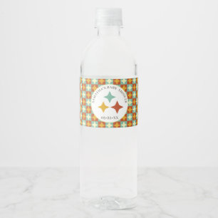 Retro Mid Century Modern Baby Shower Water Bottle Label