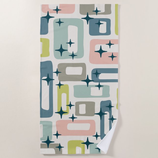 Retro Mid Century Modern Beach Towel (Front)