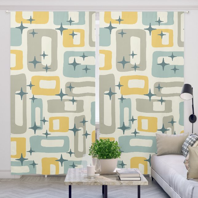 Retro Mid Century Modern Blackout Curtains (Living Room)
