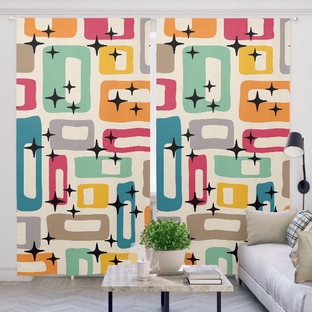 Retro Mid Century Modern Blackout Curtains (Living Room)
