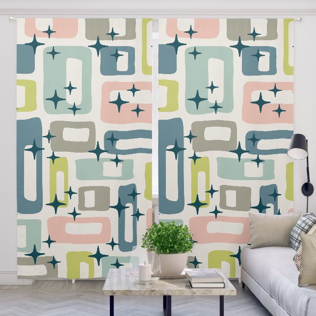 Retro Mid Century Modern Blackout Curtains (Living Room)