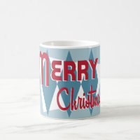 Retro Mid-Century Modern Blue Christmas Mug
