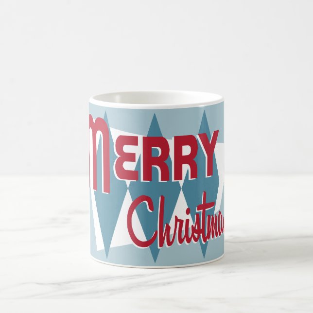 Retro Mid-Century Modern Blue Christmas Mug (Center)