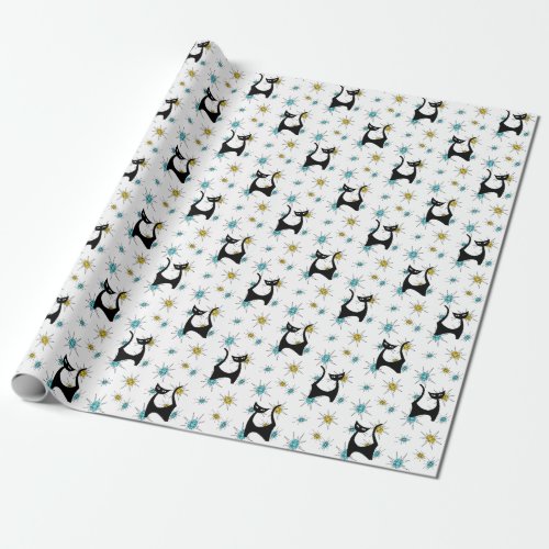 Retro Mid_Century Modern Cat Wrapping Paper