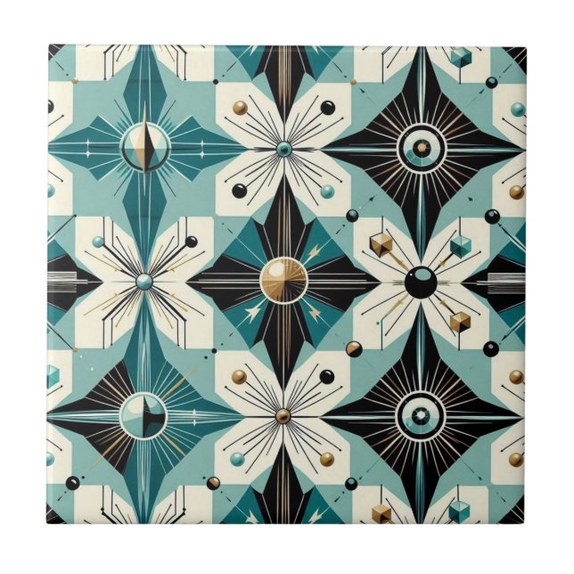 Retro Mid Century Modern  Ceramic Tile (Front)