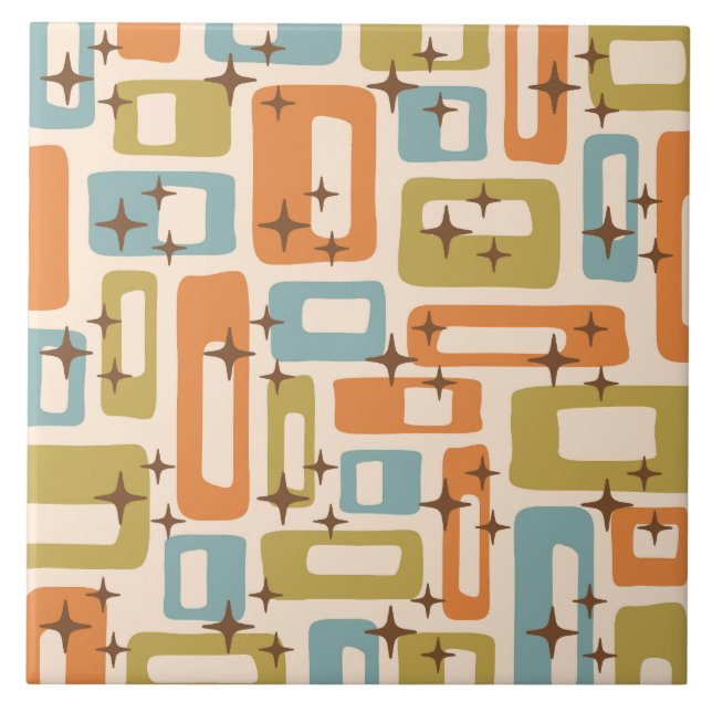 Retro Mid Century Modern Ceramic Tile (Front)