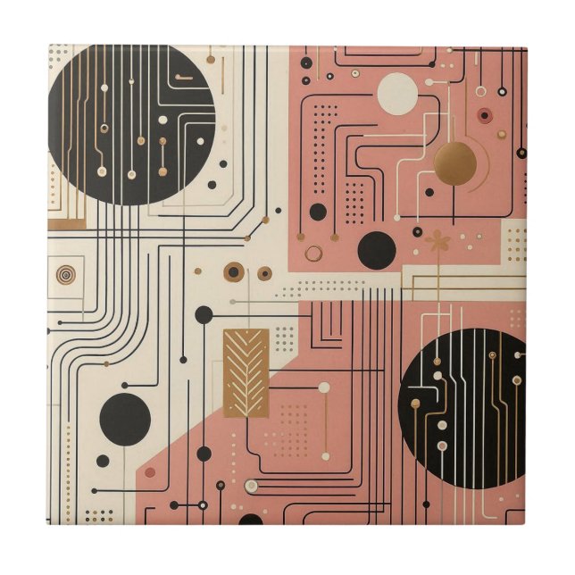 Retro Mid Century Modern  Ceramic Tile (Front)