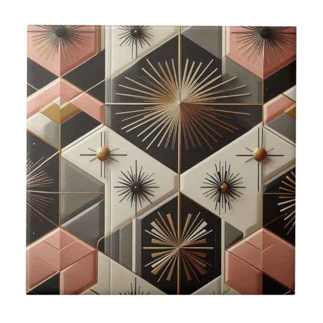 Retro Mid Century Modern  Ceramic Tile (Front)