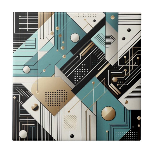 Retro Mid Century Modern  Ceramic Tile (Front)