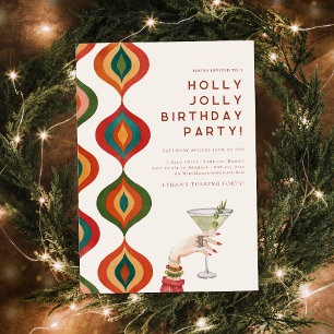 Retro Mid-Century Modern Christmas Birthday Invitation