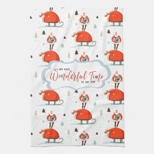 Retro Mid_Century Modern Christmas Holiday Kitchen Towel