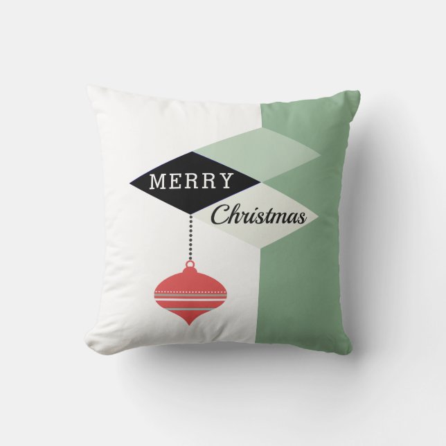 Retro Mid-Century Modern Christmas Holiday Throw Pillow (Front)