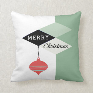 Retro Mid-Century Modern Christmas Holiday Throw Pillow