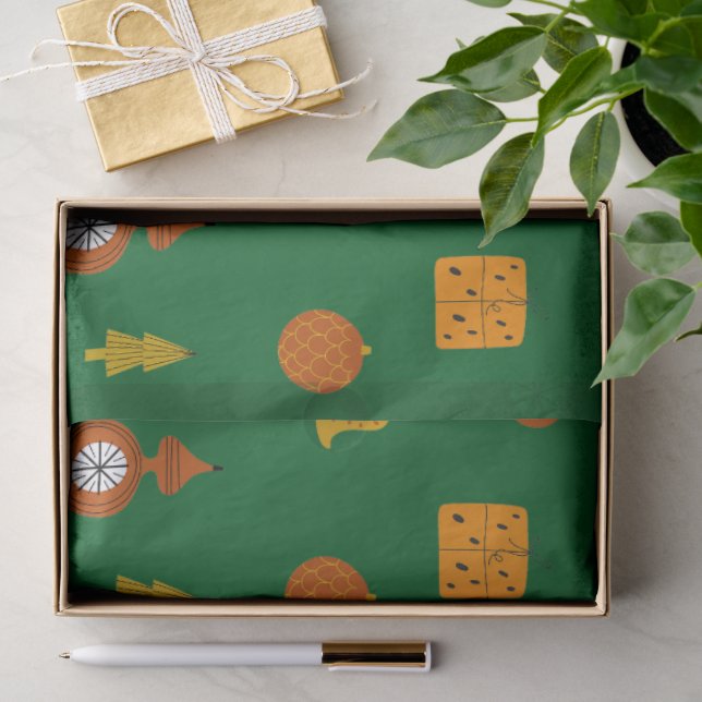 Retro Mid-Century Modern Christmas Icons  Tissue Paper (Gift)