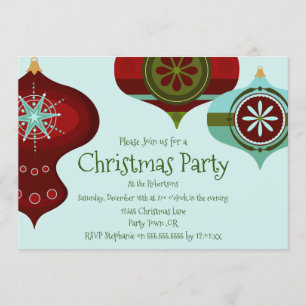 Retro Mid Century Modern Christmas Ornament Invitation