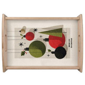 Retro Mid-Century Modern Christmas Ornaments Serving Tray