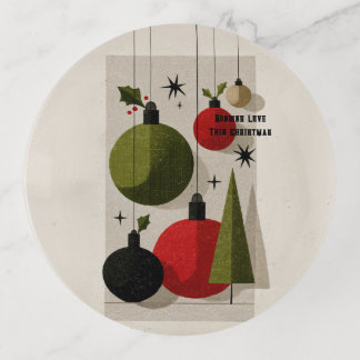 Retro Mid-Century Modern Christmas Ornaments Trinket Tray