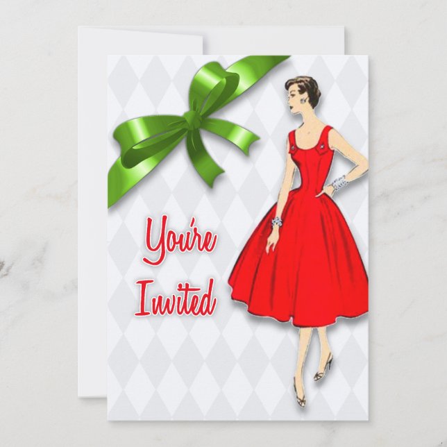 Retro Mid Century Modern Christmas Party Invitation (Front)