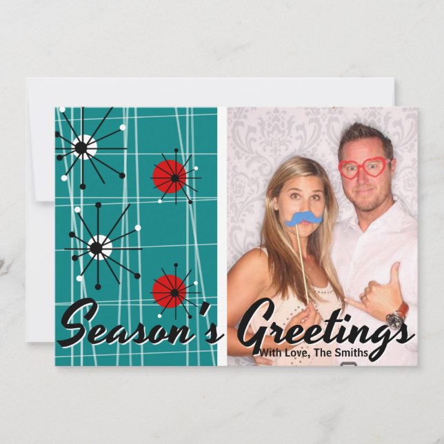 Retro Mid Century Modern Christmas Photo Card (Front)