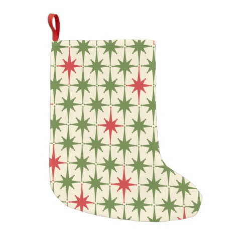 Retro Mid_century Modern Christmas Starbursts Small Christmas Stocking