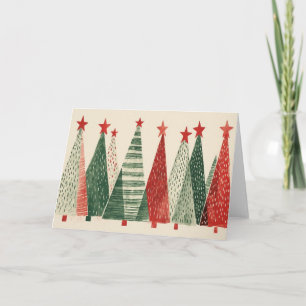 Retro Mid Century Modern Christmas Trees Holiday Card