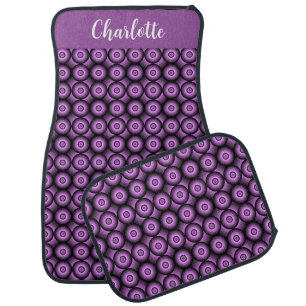 Retro mid century modern circles name monogram car floor mat