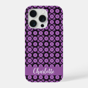 Retro mid century modern circles name monogram iPhone 15 pro case