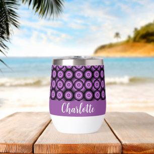 Retro mid century modern circles name monogram thermal wine tumbler