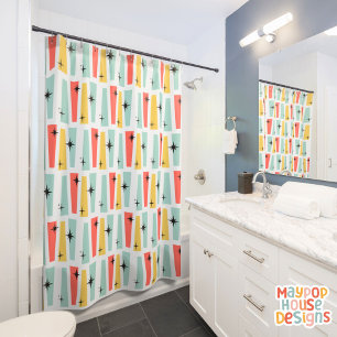 Retro Mid Century Modern Colorful Shower Curtain