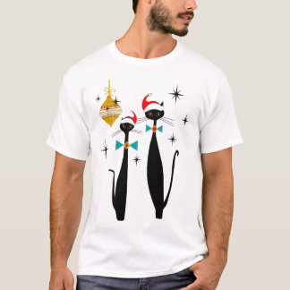 Retro Mid Century Modern Cool Cat Christmas T-Shirt