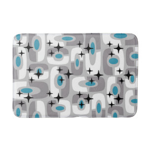 Retro Mid Century Modern Cosmic Abstract Pattern Bath Mat