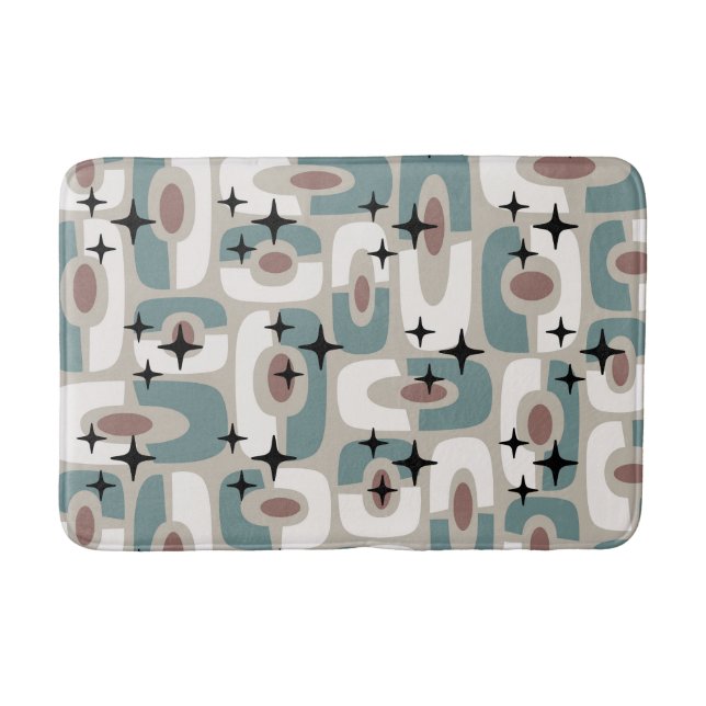 Retro Mid Century Modern Cosmic Abstract Pattern Bath Mat (Front)