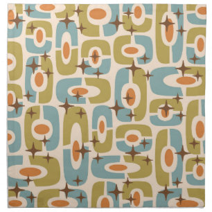 Retro Mid Century Modern Cosmic Abstract Pattern Cloth Napkin