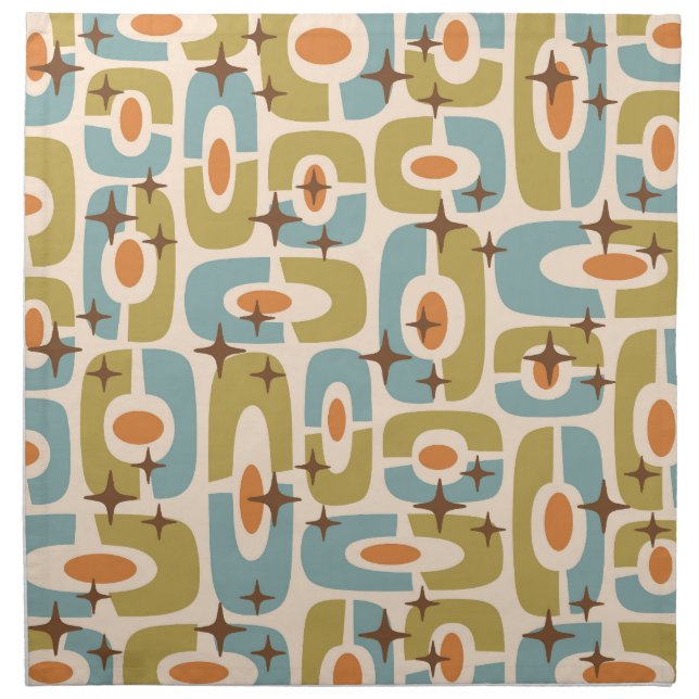 Retro Mid Century Modern Cosmic Abstract Pattern Cloth Napkin (Front)