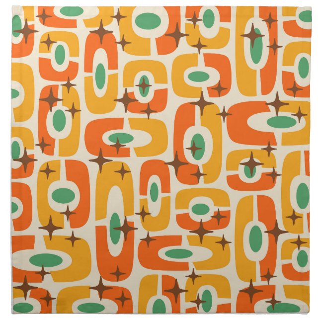 Retro Mid Century Modern Cosmic Abstract Pattern Cloth Napkin (Front)