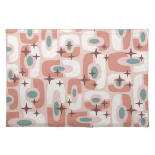 Retro Mid Century Modern Cosmic Abstract Pattern Cloth Placemat