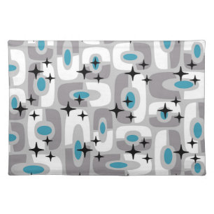 Retro Mid Century Modern Cosmic Abstract Pattern Cloth Placemat