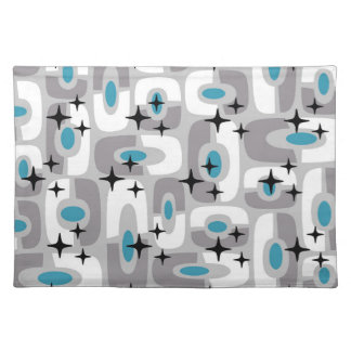 Retro Mid Century Modern Cosmic Abstract Pattern Cloth Placemat