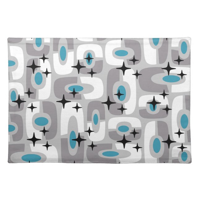 Retro Mid Century Modern Cosmic Abstract Pattern Cloth Placemat (Front)