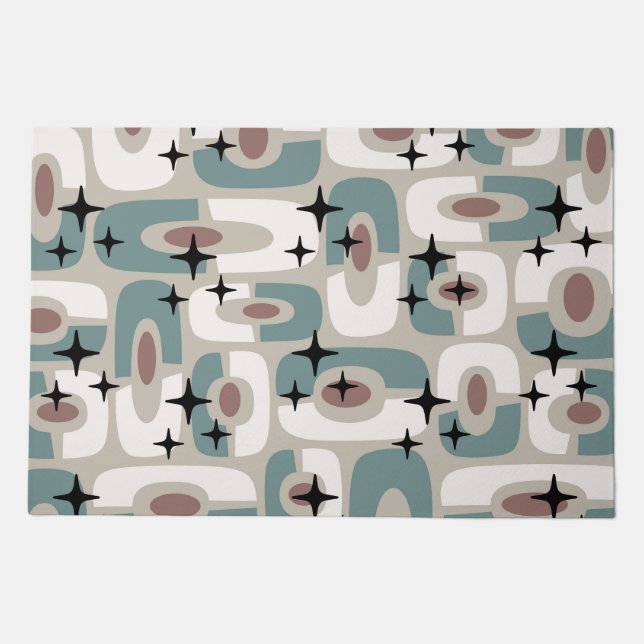 Retro Mid Century Modern Cosmic Abstract Pattern Doormat (Front)