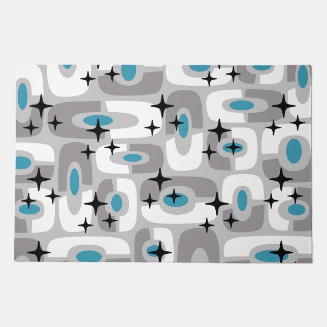 Retro Mid Century Modern Cosmic Abstract Pattern Doormat (Front)