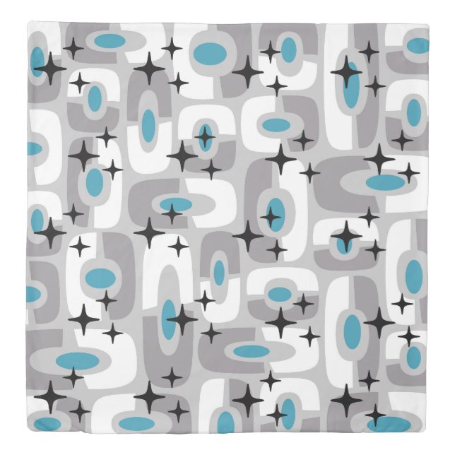 Retro Mid Century Modern Cosmic Abstract Pattern Duvet Cover (Front)