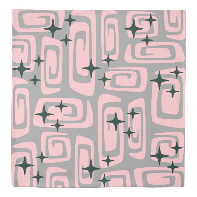 Retro Mid Century Modern Cosmic Abstract Pattern Duvet Cover (Front)