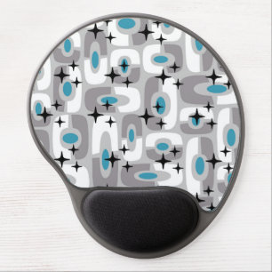 Retro Mid Century Modern Cosmic Abstract Pattern Gel Mouse Pad