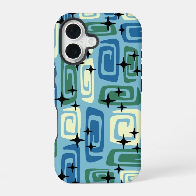 Retro Mid Century Modern Cosmic Abstract Pattern Iphone Case (Back)