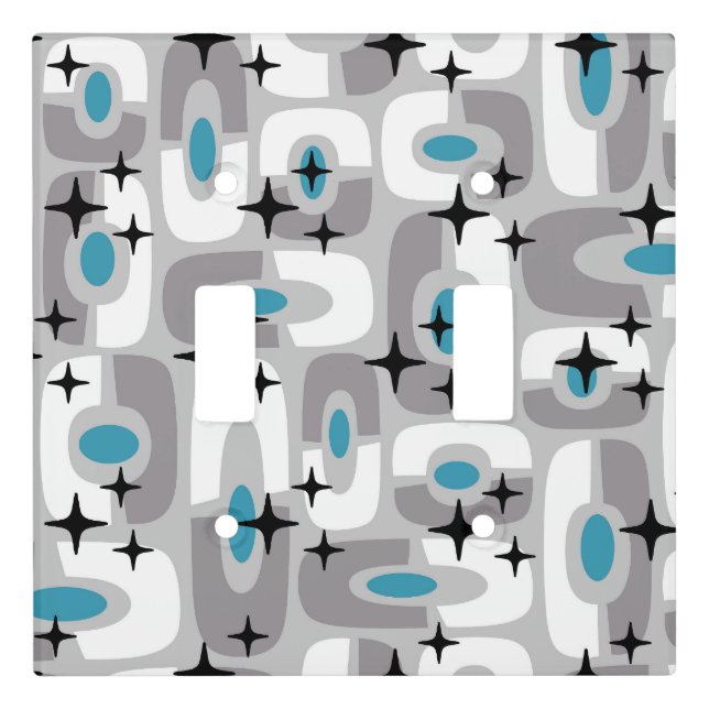 Retro Mid Century Modern Cosmic Abstract Pattern Light Switch Cover (Front)