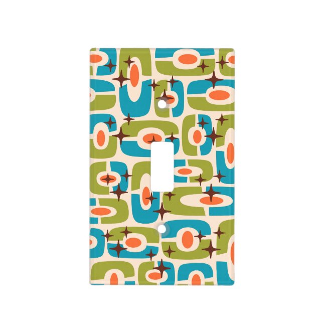 Retro Mid Century Modern Cosmic Abstract Pattern Light Switch Cover (Front)
