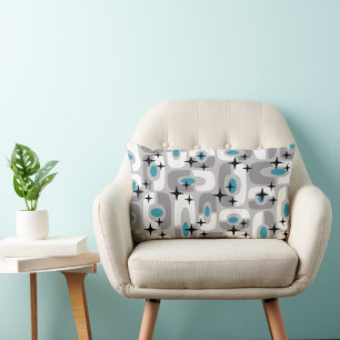 Retro Mid Century Modern Cosmic Abstract Pattern Lumbar Pillow