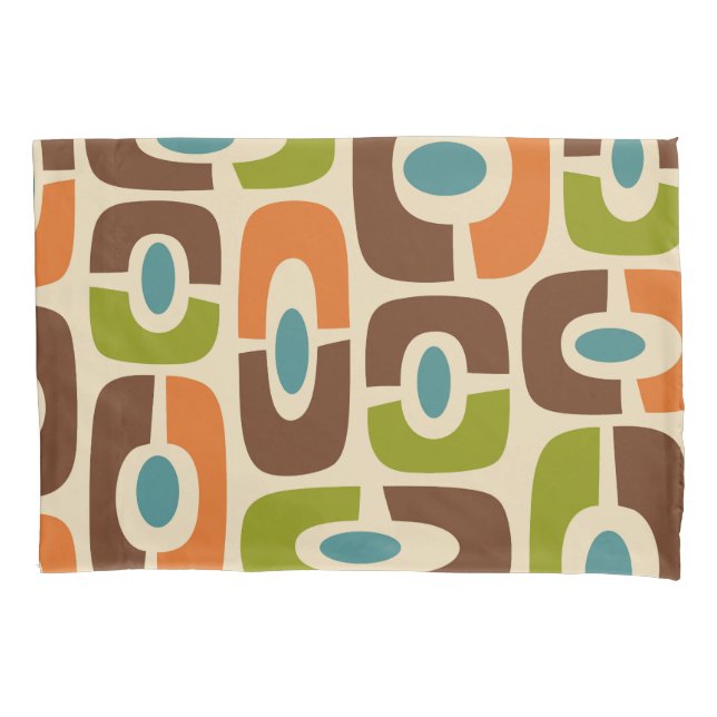 Retro Mid Century Modern Cosmic Abstract Pattern Pillow Case (Front-Left)
