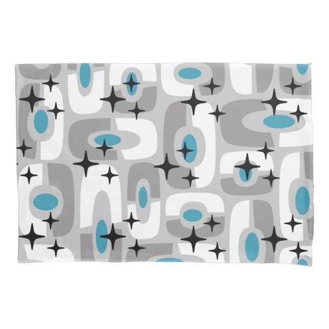 Retro Mid Century Modern Cosmic Abstract Pattern Pillow Case (Front-Left)